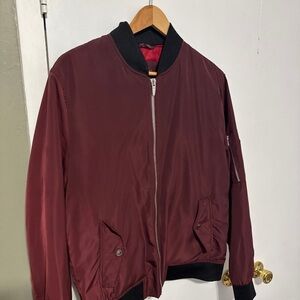Zara Men Burgundy Bomber Jacket